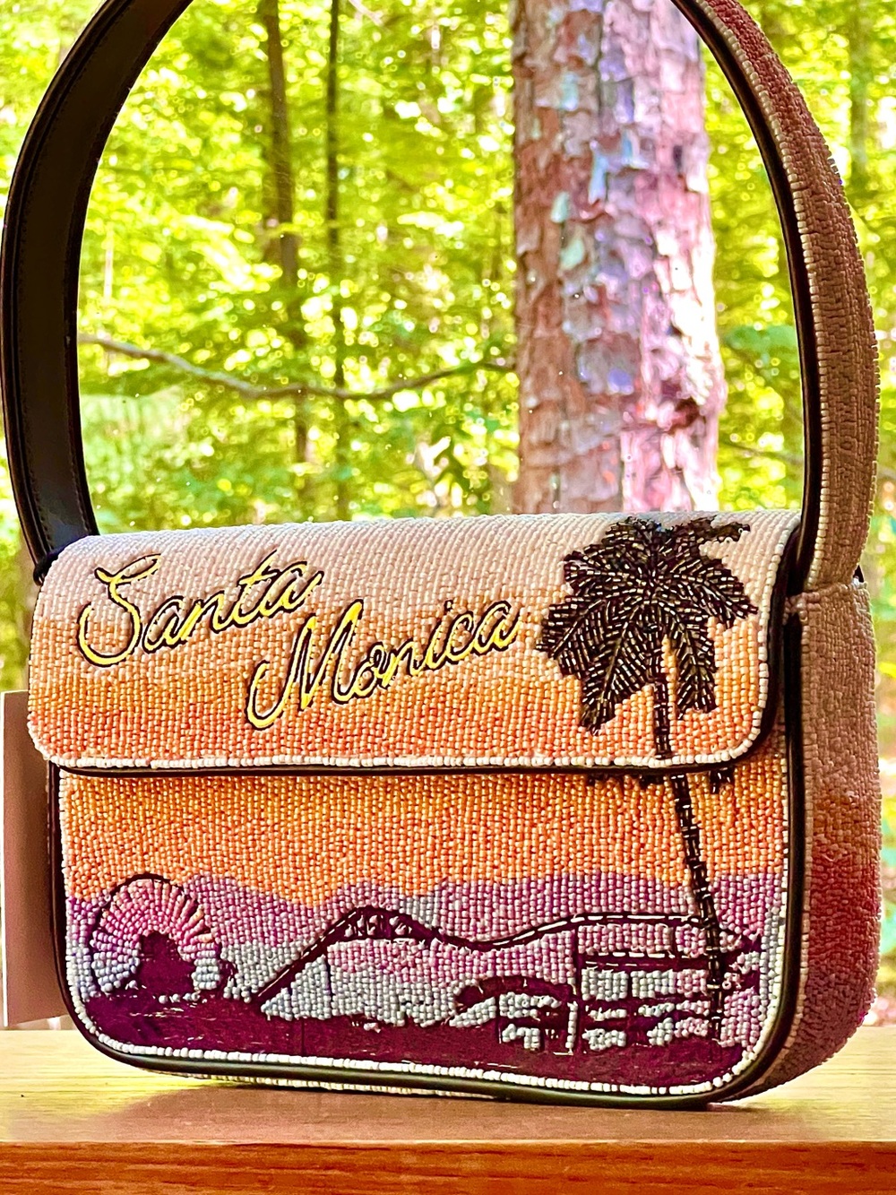 NWT Staud Beaded Tommy Shoulder Bag Santa Monica Sunset